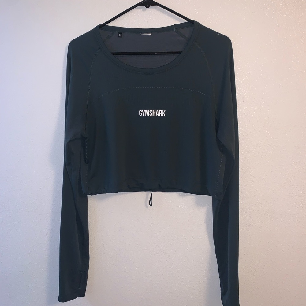 Green Gymshark Crop Top Size Large (See Measurements)